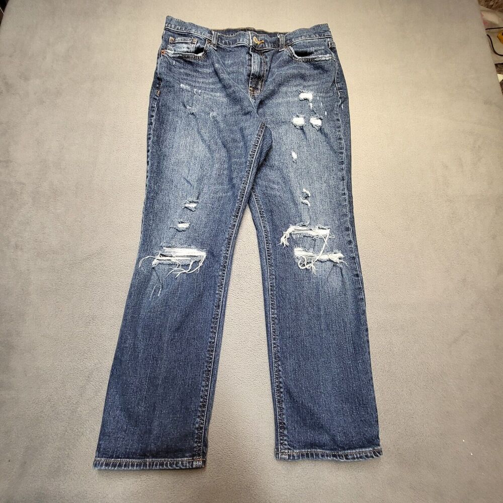 Old Navy Jeans Womens‎ 8 Blue Boyfriend Straight Leg Distressed Denim Stretch